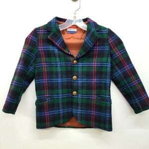 Vintage Sakowitz Elegant Heir Wool Plaid Lined Children's Suit Jacket Blazer